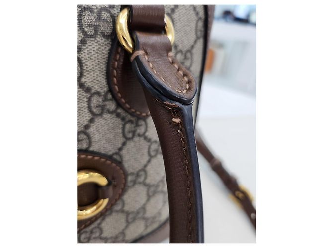 Horsebit 1955 Gucci Borsa Tote con Manico Superiore e Tracolla Horsebit Small Marrone - vista 18