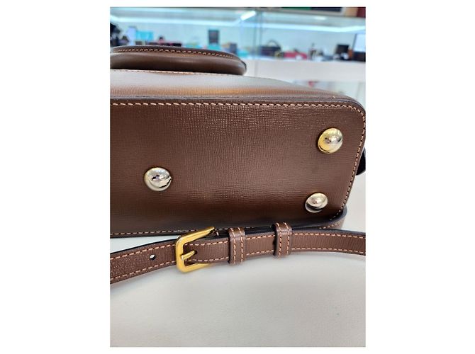 Horsebit 1955 Gucci Borsa Tote con Manico Superiore e Tracolla Horsebit Small Marrone - vista 19