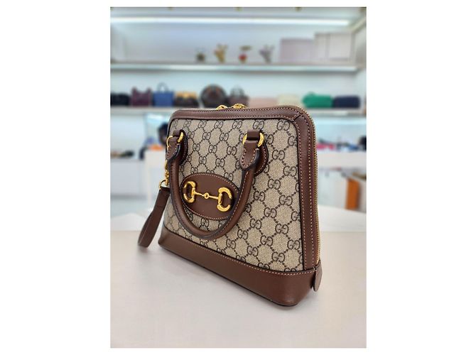 Horsebit 1955 Gucci Borsa Tote con Manico Superiore e Tracolla Horsebit Small Marrone - vista 3
