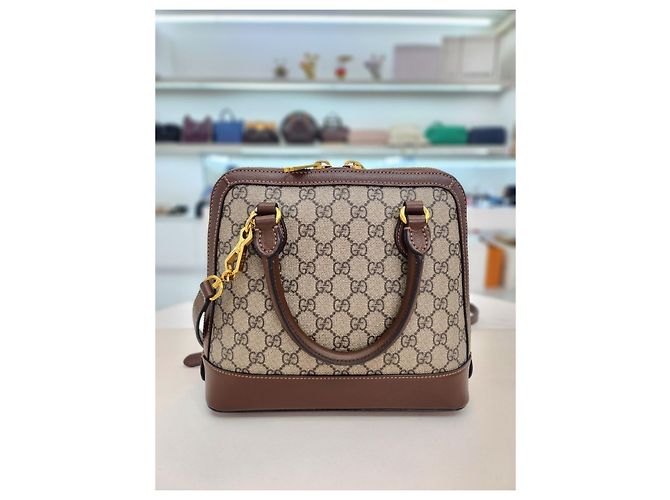 Horsebit 1955 Gucci Borsa Tote con Manico Superiore e Tracolla Horsebit Small Marrone - vista 5