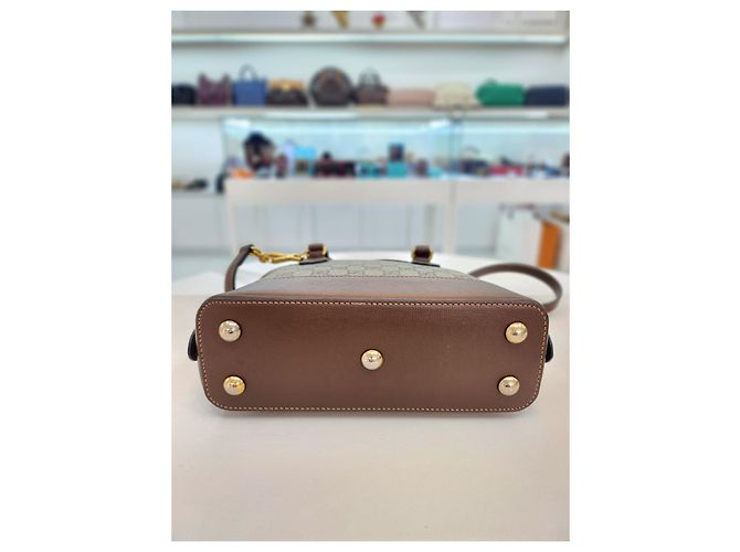 Horsebit 1955 Gucci Borsa Tote con Manico Superiore e Tracolla Horsebit Small Marrone - vista 6