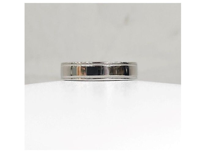 Tiffany & Co Anello a fascia doppia milgrain in diamante e platino Argento - vista 3