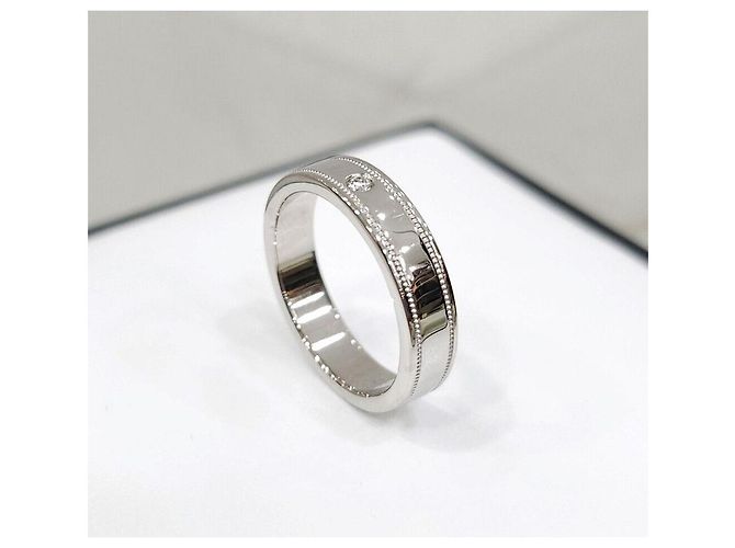 Tiffany & Co Anello a fascia doppia milgrain in diamante e platino Argento - vista 4