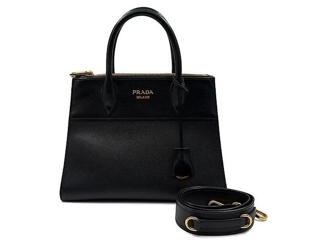 Prada Tote e borsa a tracolla Saffiano City Paradigma Nero - vista 9
