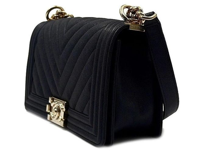 Chanel Caviar Chevron Boy Bag Medium Blau - Ansicht 2