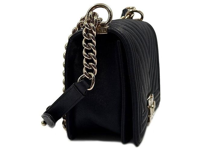 Chanel Caviar Chevron Boy Bag Medium Blau - Ansicht 3