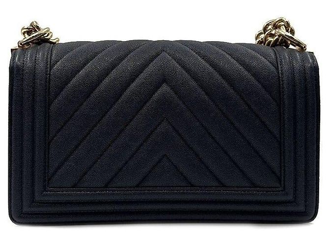 Chanel Caviar Chevron Boy Bag Medium Blau - Ansicht 4