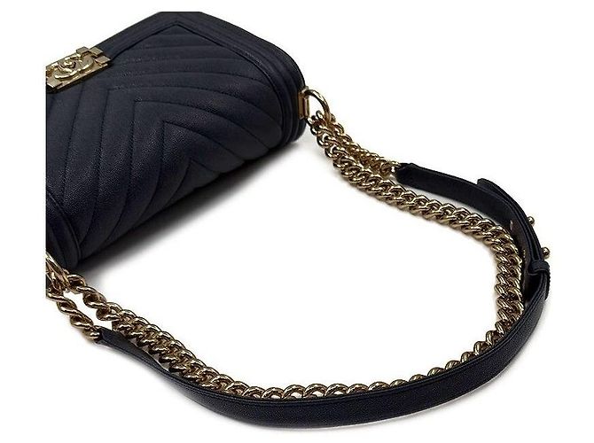 Chanel Caviar Chevron Boy Bag Medium Blau - Ansicht 5