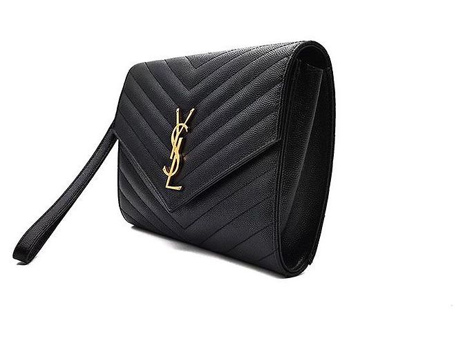 Saint Laurent Clutch con tracolla a bustina Monogram Nero - vista 2