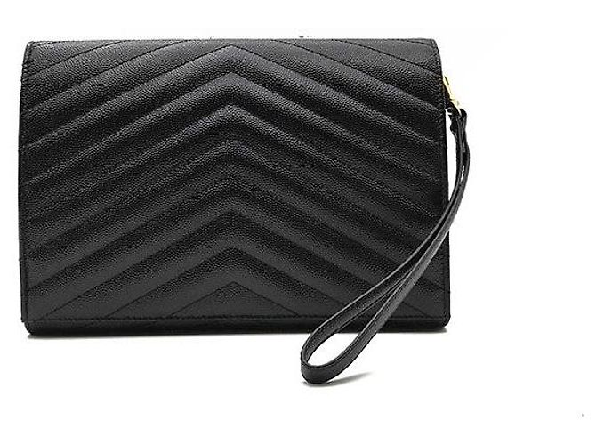 Saint Laurent Clutch con tracolla a bustina Monogram Nero - vista 3