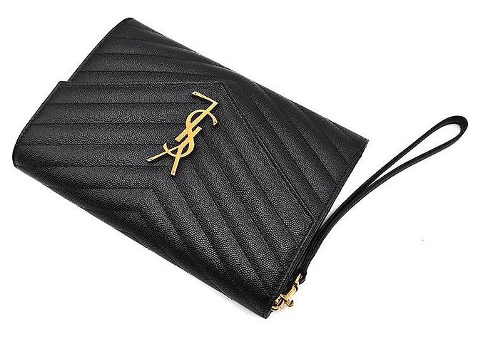 Saint Laurent Clutch con tracolla a bustina Monogram Nero - vista 4