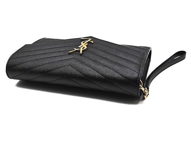Saint Laurent Clutch con tracolla a bustina Monogram Nero - vista 5