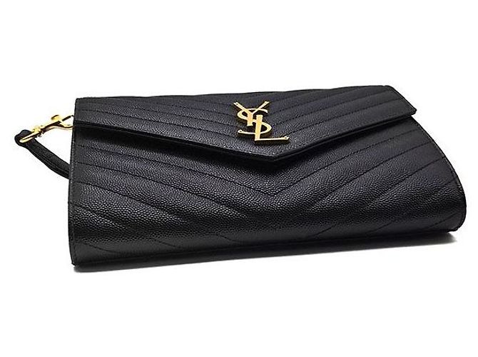 Saint Laurent Clutch con tracolla a bustina Monogram Nero - vista 6