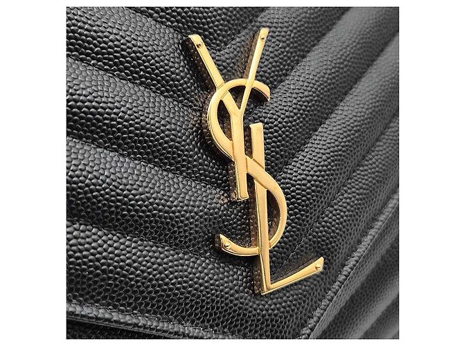 Saint Laurent Clutch con tracolla a bustina Monogram Nero - vista 7