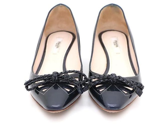 Bow Prada Scarpe basse in vernice con fiocco Blu - vista 2