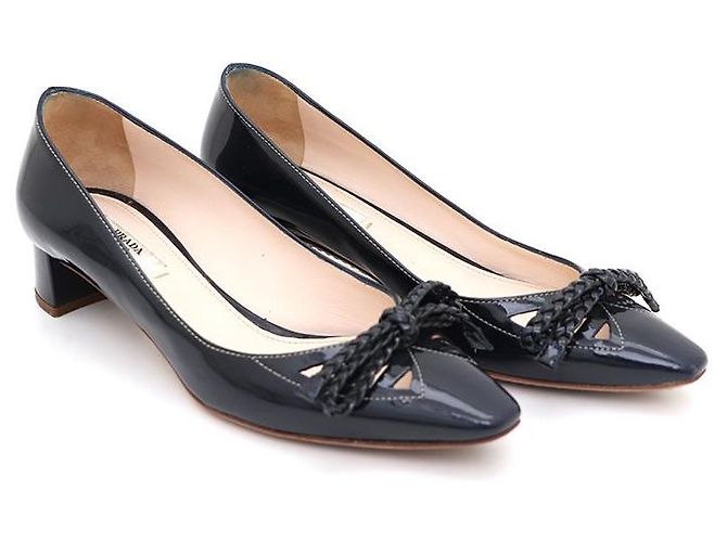 Bow Prada Scarpe basse in vernice con fiocco Blu - vista 3
