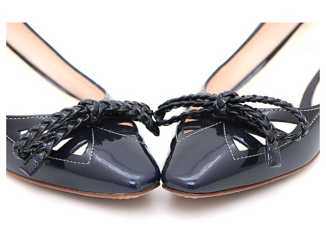 Bow Prada Scarpe basse in vernice con fiocco Blu - vista 6