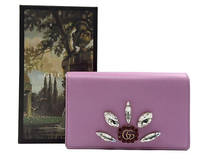 Gucci Borsa a tracolla Marmont Crystal Leather Chain Rosa - vista 8