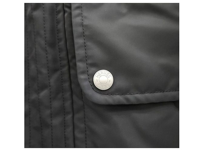 Hermès Matelassé langer gesteppter Parka Schwarz - Ansicht 4