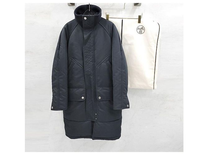Hermès Matelassé langer gesteppter Parka Schwarz - Ansicht 7