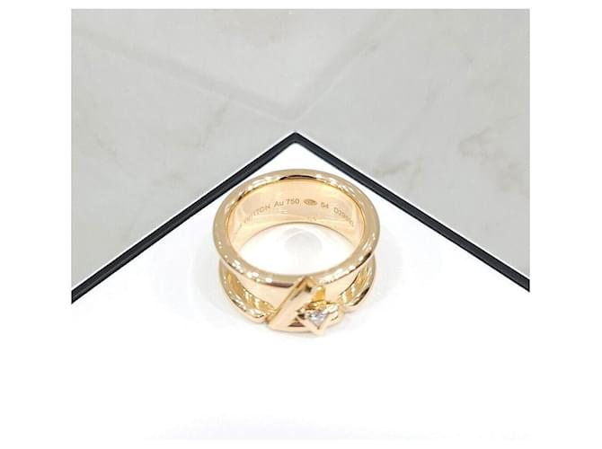 Louis Vuitton Anello Bolt Band in Oro Giallo e Diamanti LV - vista 5