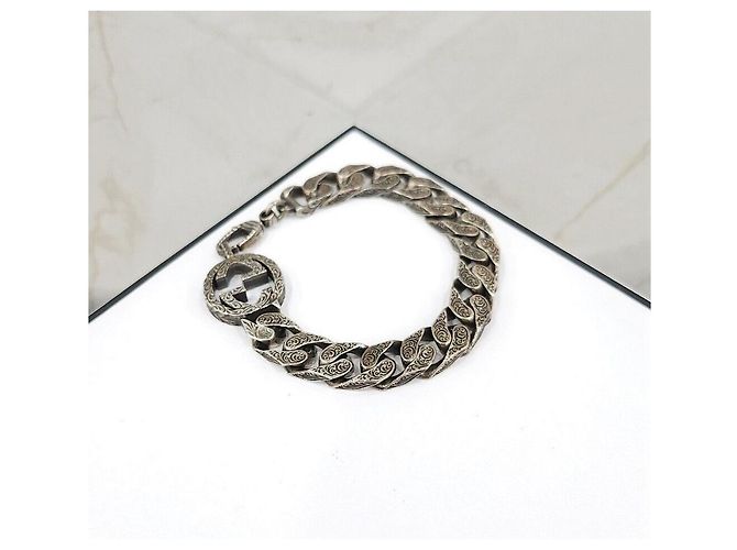 Gucci Bracciale a maglie intrecciate in argento da donna - vista 2