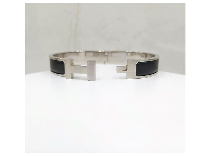 Hermès Silver Matte Black Click Armband Silber - Ansicht 4