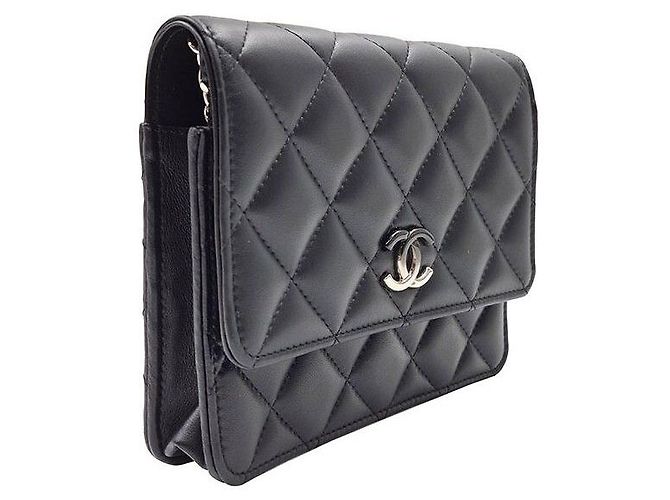 Chanel Borsa a tracolla WOC in agnello sfumato con catena Nero - vista 3