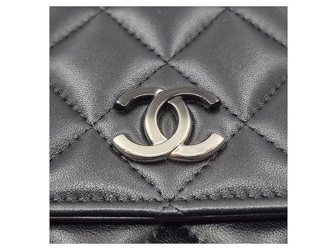 Chanel Borsa a tracolla WOC in agnello sfumato con catena Nero - vista 8
