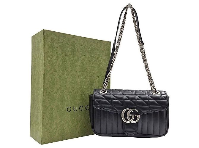 Gucci Marmont Matelassé Chain Schultertasche Schwarz - Ansicht 9