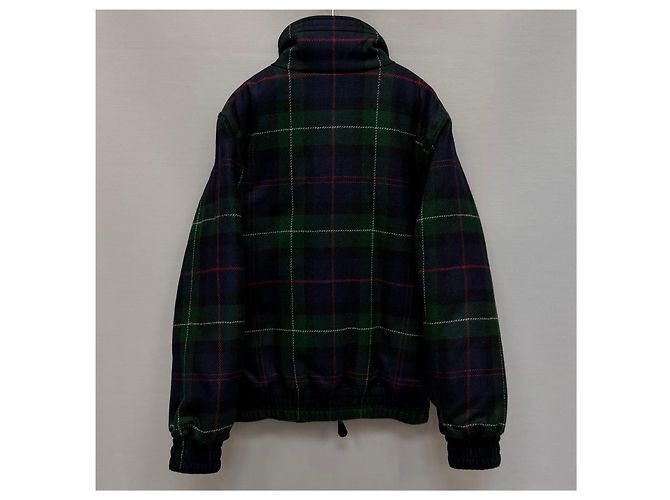 Céline Jaqueta acolchoada oversized em lã tartan Preto - vista 5