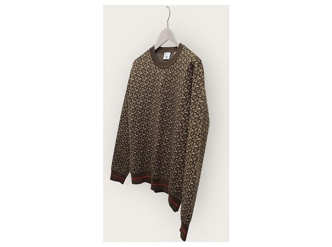 Burberry Suéter de punto de algodón jacquard marrón TB Castaño - vista 2