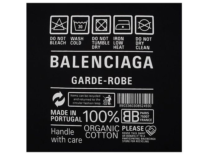 Balenciaga Care Label Medium Fit T-Shirt Size Black - view 4