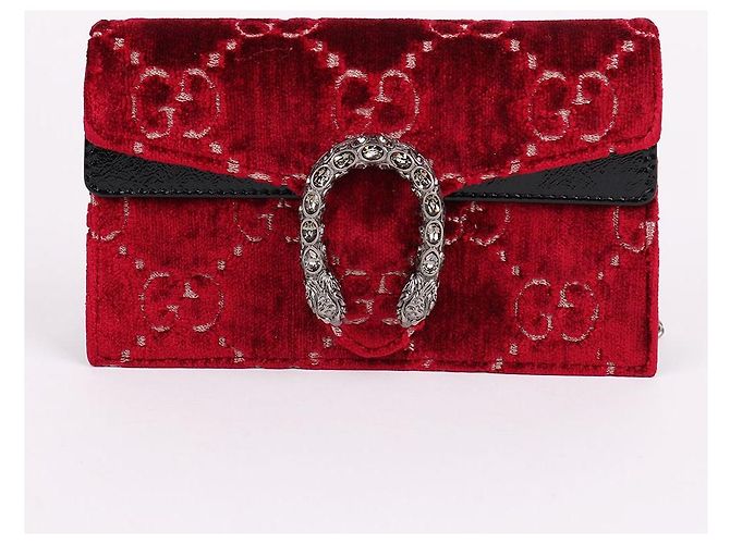 Gucci Borsa Dionysus Super Mini in velluto con catena Rosso - vista 2