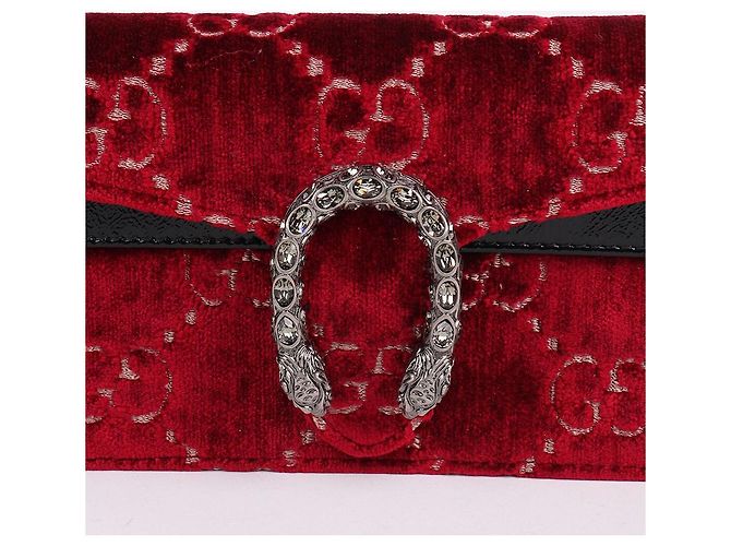Gucci Borsa Dionysus Super Mini in velluto con catena Rosso - vista 3