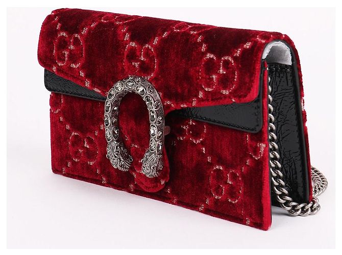 Gucci Borsa Dionysus Super Mini in velluto con catena Rosso - vista 4