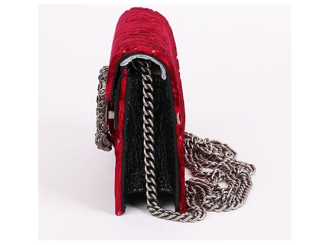 Gucci Borsa Dionysus Super Mini in velluto con catena Rosso - vista 5