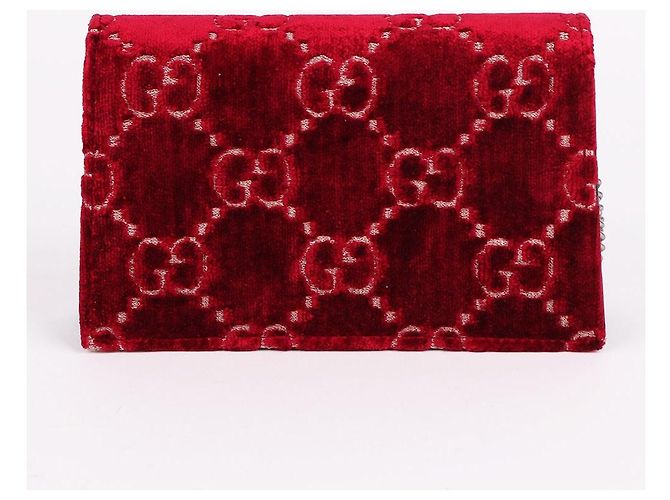 Gucci Borsa Dionysus Super Mini in velluto con catena Rosso - vista 6