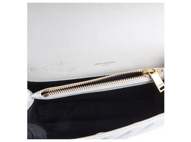 Saint Laurent Chevron College Medium Gold (Ticket de compra de grandes almacenes) Blanco - vista 7