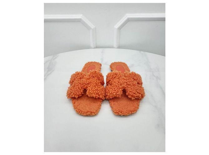 Hermès Oran Shearling Arancione - vista 2