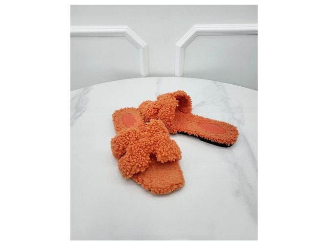 Hermès Oran Shearling Arancione - vista 3