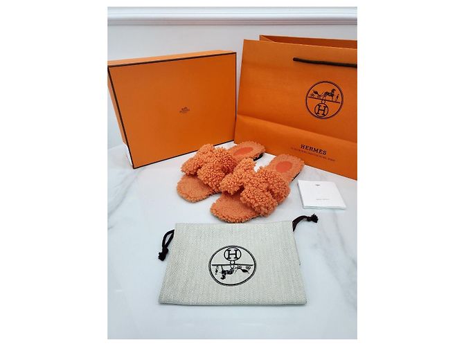 Hermès Oran Shearling Arancione - vista 6