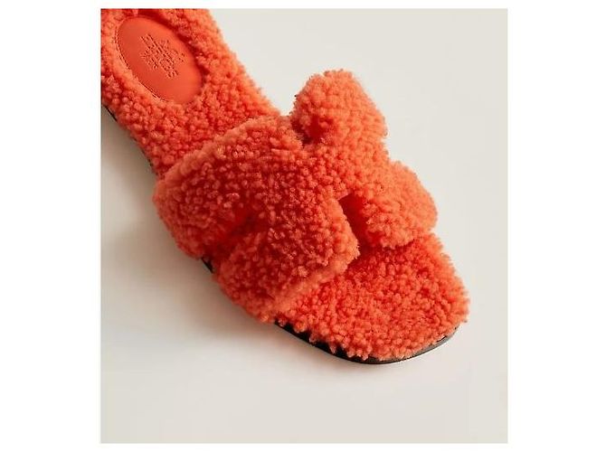 Hermès Oran Shearling Arancione - vista 7