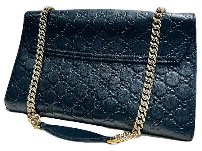 Gucci Borsa a tracolla Emily in pelle nera con catena GG Sima Horsebit Nero - vista 6