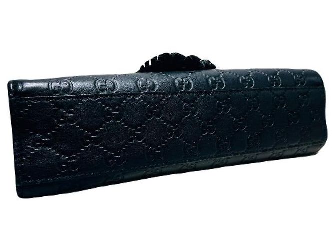Gucci Borsa a tracolla Emily in pelle nera con catena GG Sima Horsebit Nero - vista 8
