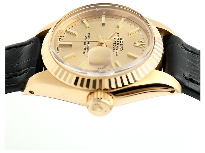 Rolex Datejust Gold Classic Vintage Damen Lederuhr Golden - Ansicht 12