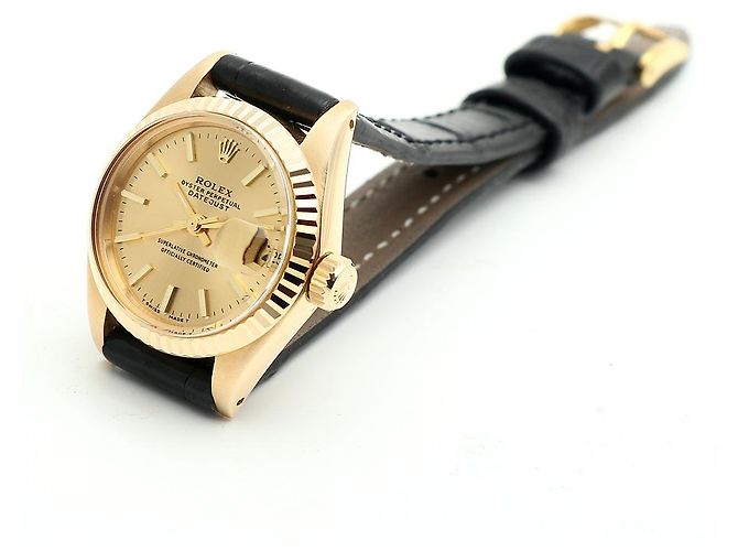 Rolex Datejust Gold Classic Vintage Damen Lederuhr Golden - Ansicht 14