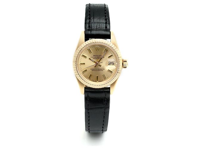 Rolex Datejust Gold Classic Vintage Damen Lederuhr Golden - Ansicht 16
