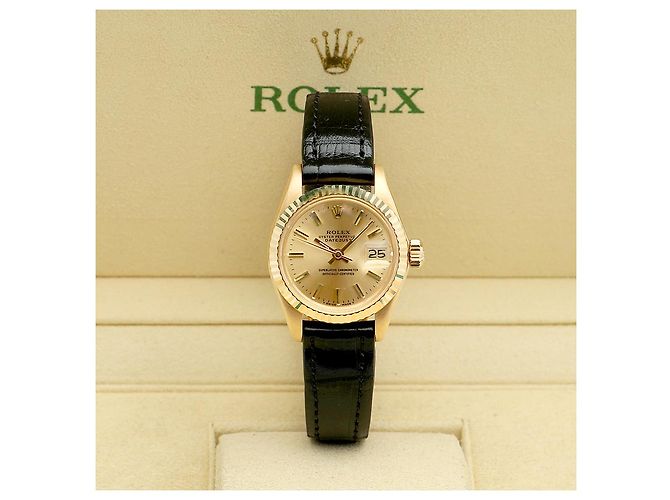 Rolex Datejust Gold Classic Vintage Damen Lederuhr Golden - Ansicht 2
