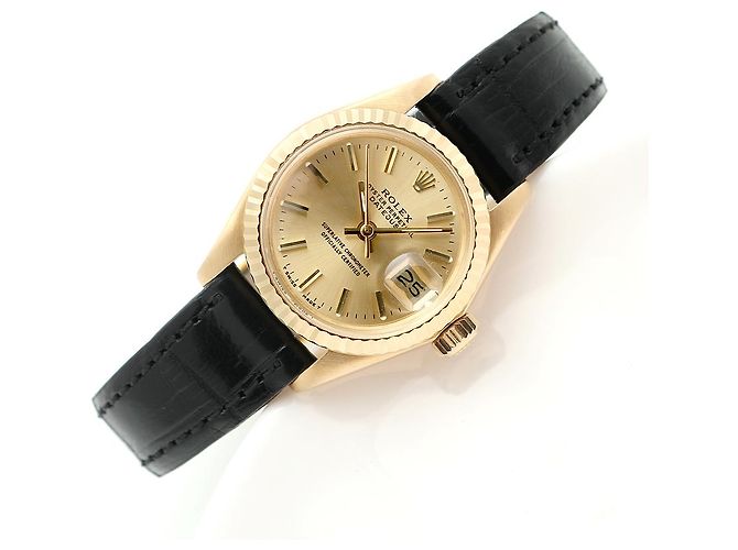 Rolex Datejust Gold Classic Vintage Damen Lederuhr Golden - Ansicht 20